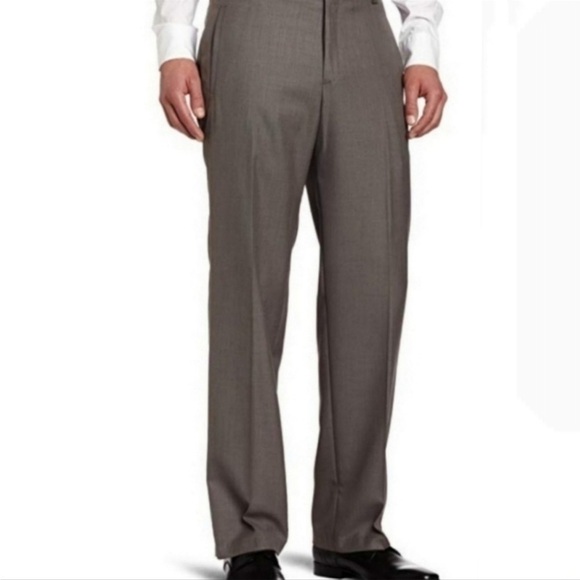 New Kenneth Cole Mens pants size 34x32 med. taupe herringbone BNWT - Picture 1 of 6